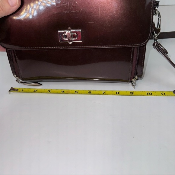Beijo Brown Patent Top Handle Handbag Crossbody - Picture 11 of 16